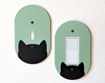 Peeking Cat Oval Light Switch Plate Cover  - Multiple Options