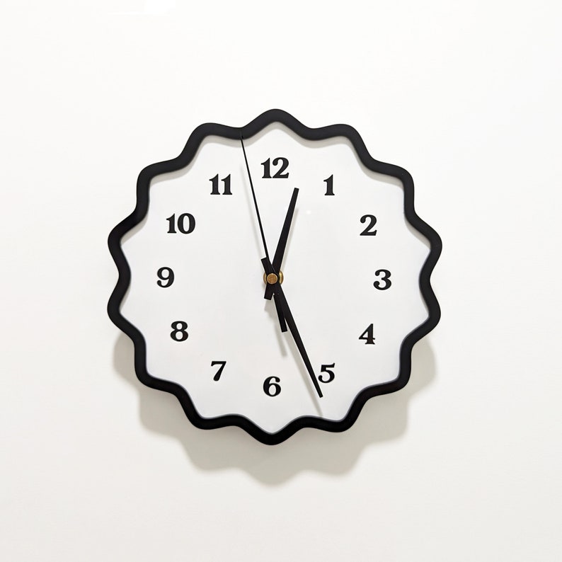 Fluted Geometric Acrylic Wall Clock with Numbers image 1