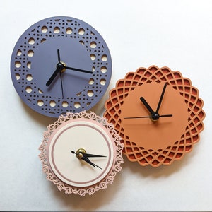 Mini Fluted Geometric Acrylic Wall Clock Melon Tones image 6
