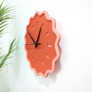 Fluted Geometric Acrylic Wall Clock Melon Tones image 2