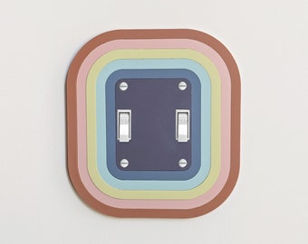 Retro Rainbow Double Light Switch Plate Cover