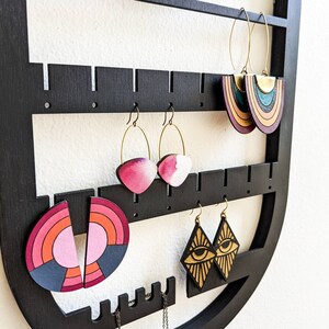 Geometric Oval Wall Hanging Jewelry Holder with Mirror image 4