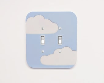 Sky of Clouds Double Light Switch Plate Cover  - Multiple Options