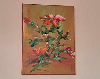 Original Floral Acrylic Painting On Canvas: Impressionistic Wall Art