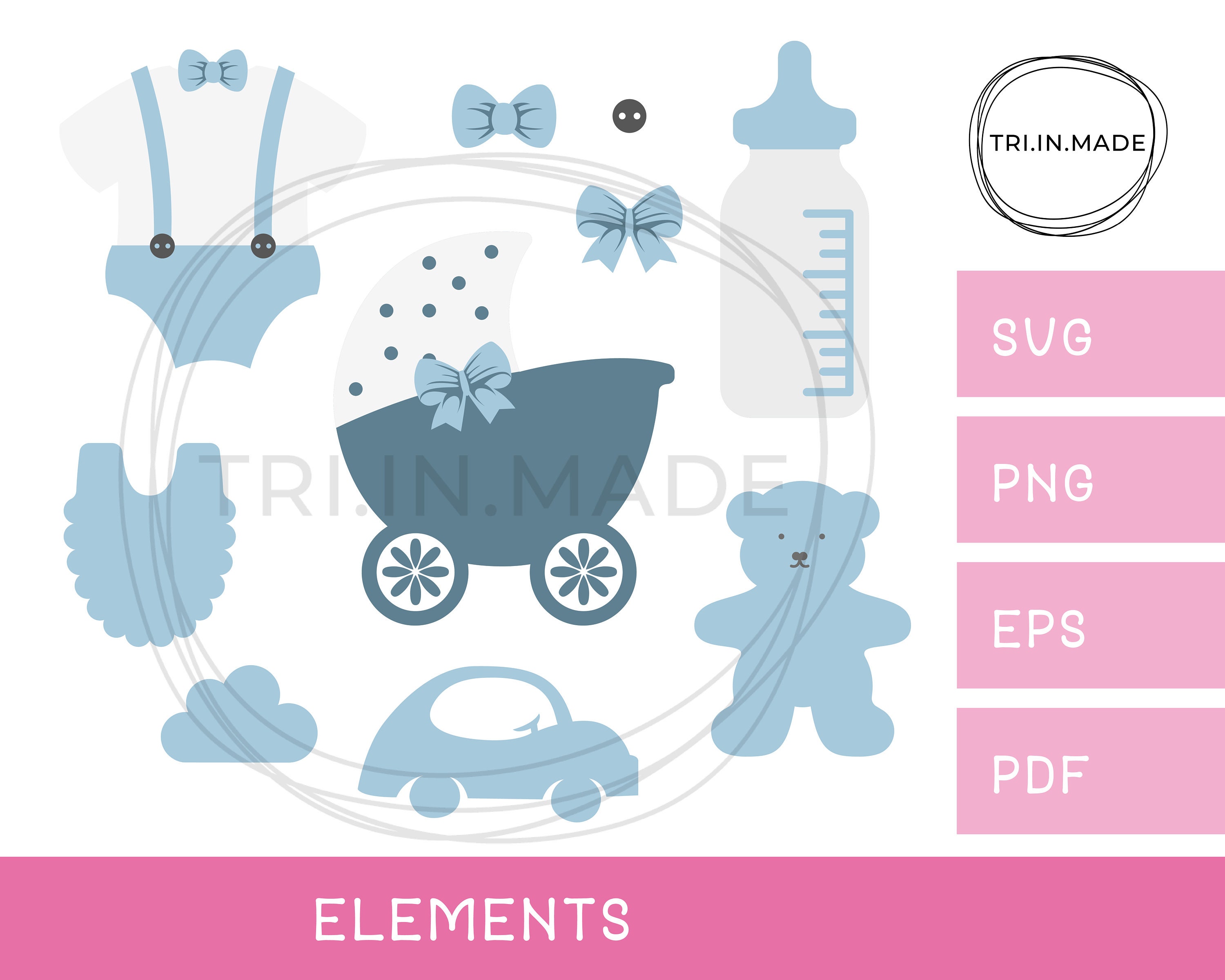 Download Boy Baby Shower Elements Bunting Banner Svg Eps Cutting File Etsy
