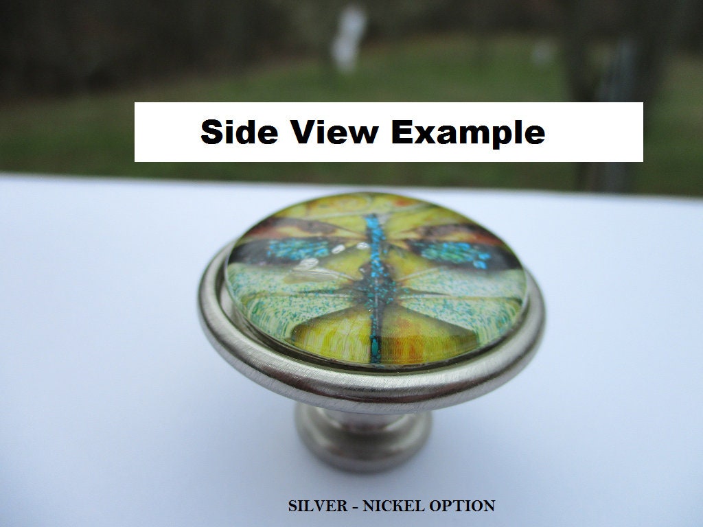 Knobs & Pulls SET of 2 Magical Mermaid Silver Nickel GLASS