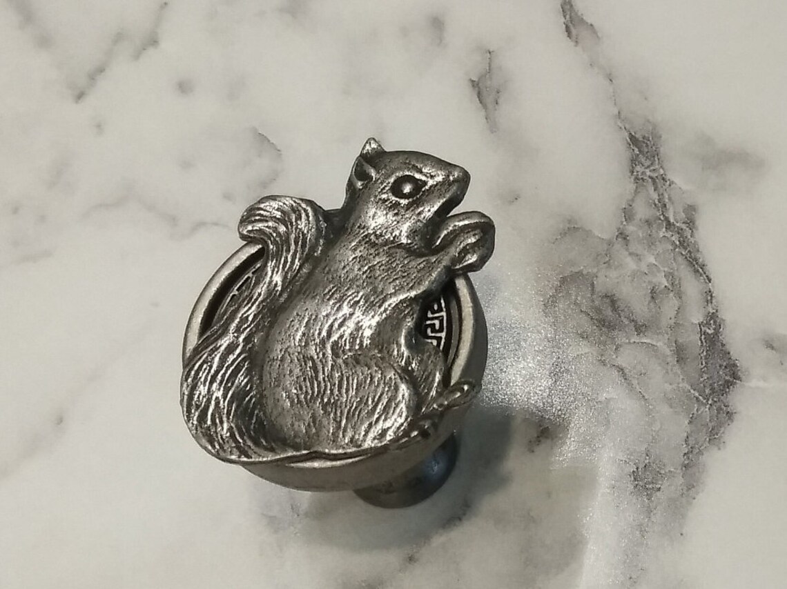 Set of 2 Vintage Pewter Squirrel Drawer Knob Pulls Etsy