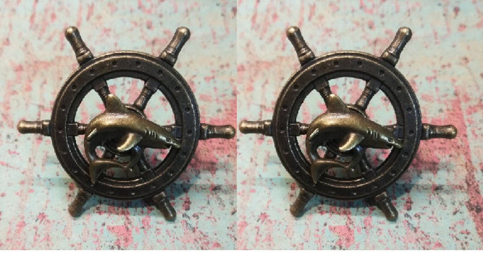 SET de 2 barcos náuticos de bronce dorado vintage rueda timón | Etsy