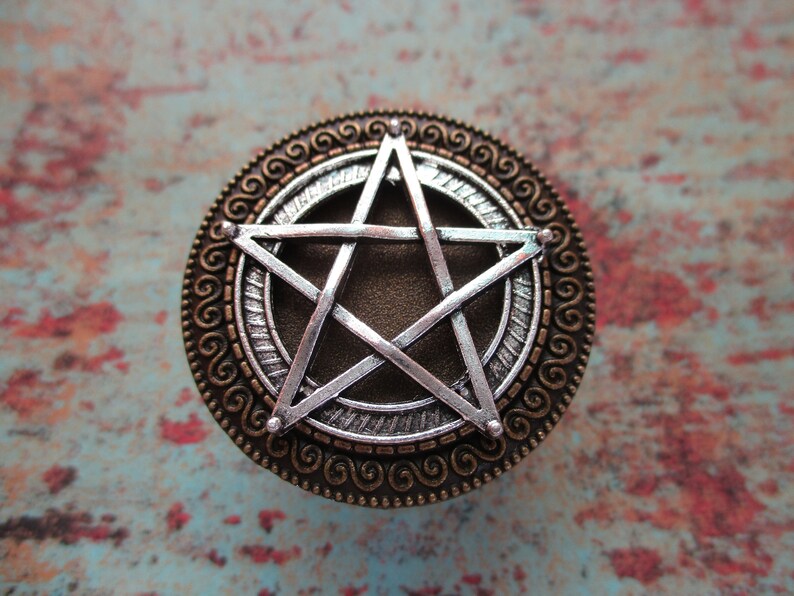 Set Of 2 Vintage Bronze And Silver Pentagram Star Gothic Etsy