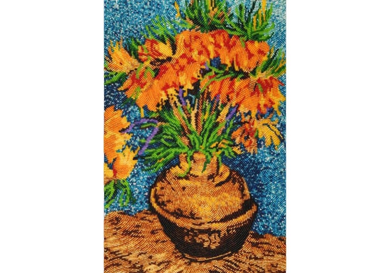 Imperial Fritillaries In A Copper Vase By Van Gogh Beaded Etsy