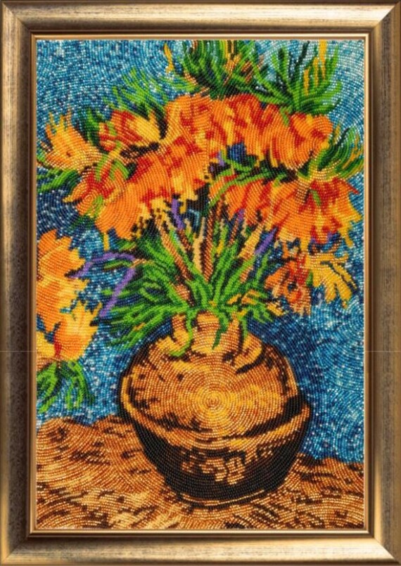 Imperial Fritillaries In A Copper Vase By Van Gogh Beaded Etsy