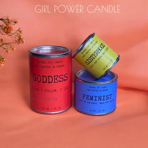 GRL PWR Soy Candle, Candle with Sayings, Feminist Tin Candle Gift for Your Bestie, Candles with Girl Power Sayings