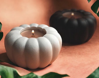 Pumpkin Tea Light Holder, Soy Aroma Tea Light Candles, Housewarming Gift, Black Pumpkin Candle Holder, Tea Light Holder Pumpkin Shape