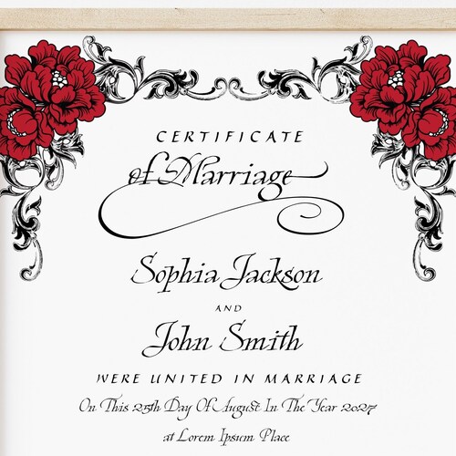 NOVA Skull Wedding Marriage Certificate Template Gothic - Etsy