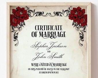 Gothic Wedding Certificate - Etsy