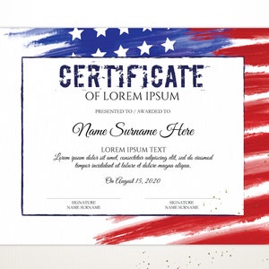 EDITABLE Certificate Template Independence Day Corporate | Etsy