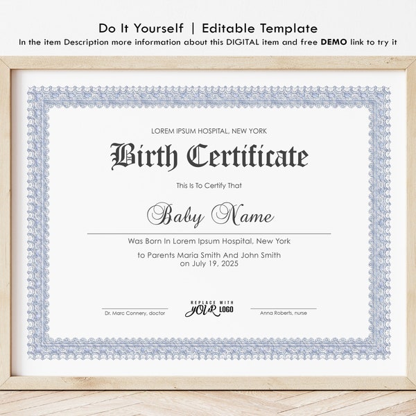 Birth Certificate Etsy