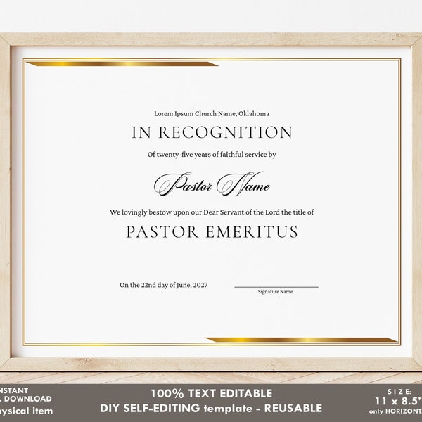 Deacon Emeritus Certificate Etsy