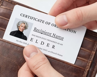 Editable Wallet Size Elder Ordination Certificate, Clergy ID Card, Printable Ministry License Card, Digital Download Christian Certificate