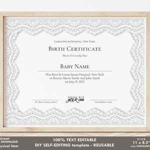 Birth Certificate Template Printable Certificate of Birth - Etsy