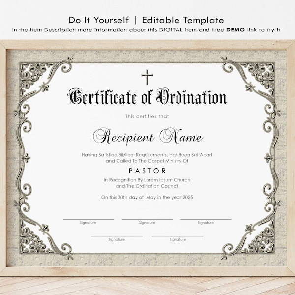 Deacon Emeritus Certificate Etsy