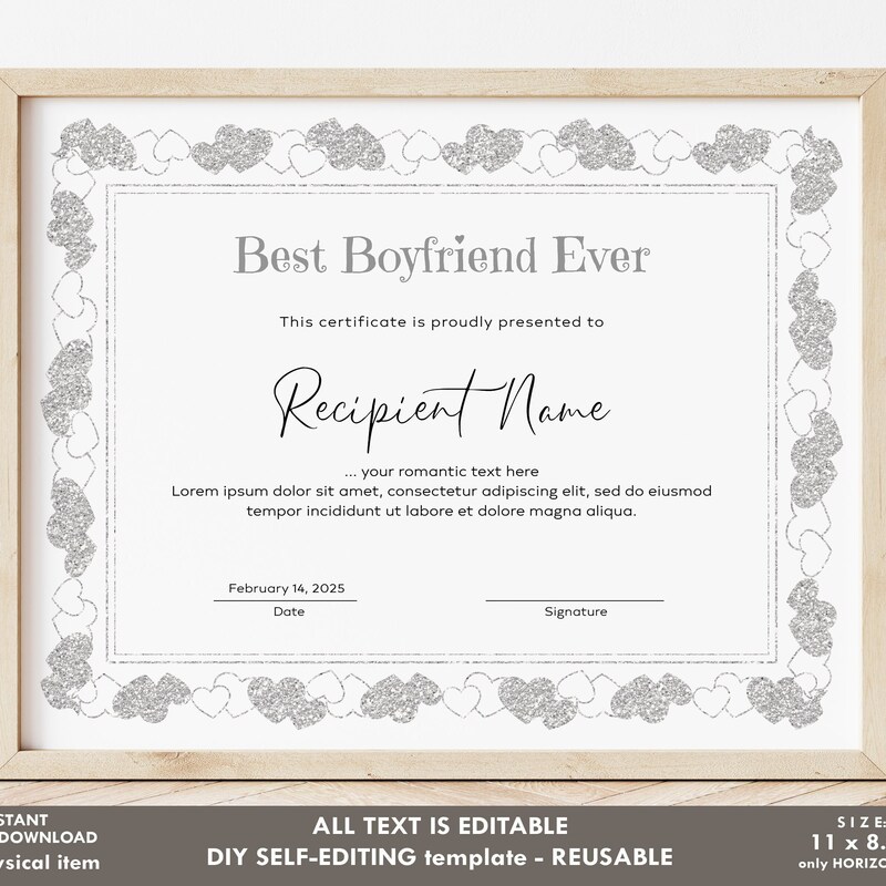 Best Boyfriend Award Certificate Etsy