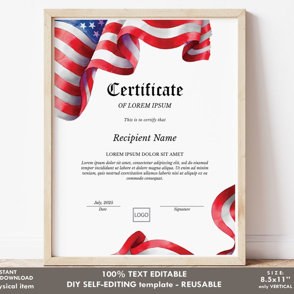 American Flag Certificate Of Appreciation Etsy American Flag Certificate Of Appreciation Etsy