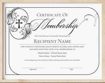 Church Membership Certificate - Etsy