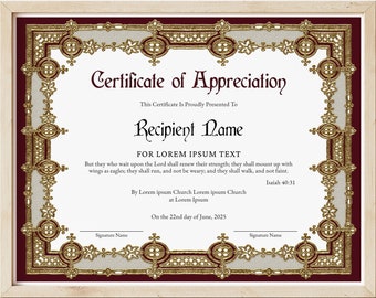 Church Certificate of Appreciation - Etsy