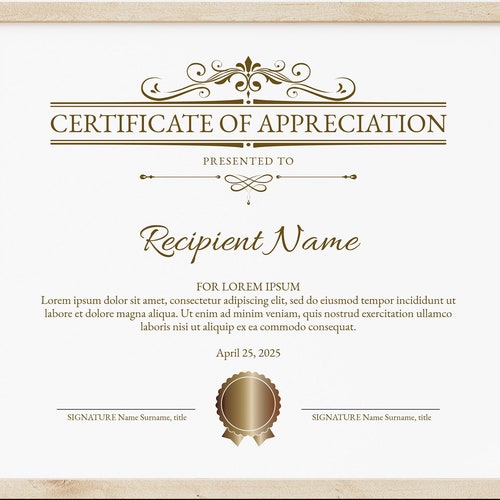 Certificate Template EDITABLE Printable Certificate - Etsy
