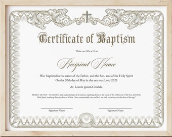 Editable Baptism Certificate Template, Printable Certificate of Baptism, Elegant Certificate, DIY Certificate Instant Download, Jet 041