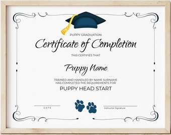Certificate of Completion Obedience - Etsy