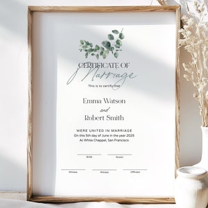 Heiratsurkunde Vorlage Bearbeitbar Druckbar Greenery Heiratsurkunde Botanische Hochzeit Andenken Personalisierte Geschenk Download 251