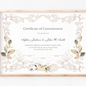 Engagement-Bescheinigung, bearbeitbare druckbare Heiratsurkunde Vorlage, Hochzeitsgutschein, Hochzeitsandenken Digitaler Download 248