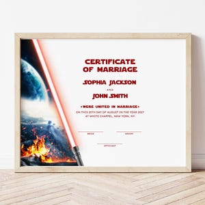 Sci-Fi Themed Hochzeit Zertifikat Vorlage bearbeitbare Galaxy Heiratsurkunde Sci-Fi Hochzeit Party druckbare Zertifikat Download 179