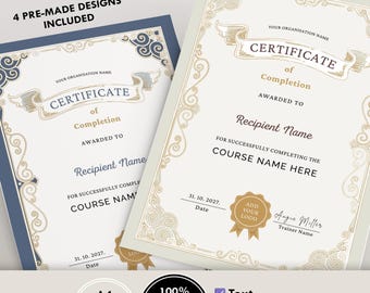 Canva Certificate of Completion Editable Template Professional Training & Course Certificate Digital Download Business Coaching Certificate