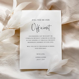 Carte de proposition d'officiant de mariage, allez-vous nous marier carte imprimable minimaliste moderne serez-vous notre célébrant modèle modifiable à télécharger 167