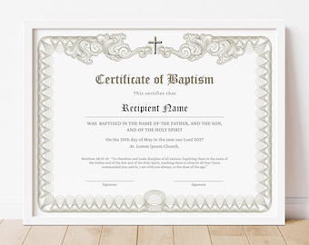 Editable Baptism Certificate Template, Printable Certificate of Baptism, Elegant Certificate, DIY Christening Certificate Download, Jet 041