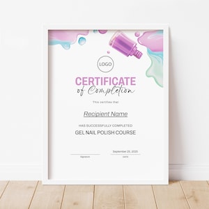 Gel Nail Polish Certificate of Completion Nails Certificate Template