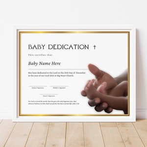 Certificado de Dedicación para Bebés Afroamericanos (Plantilla de Certificado de Dedicación) - Descarga 134 plantillas editables e imprimibles.