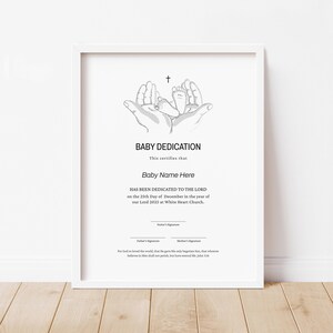 Plantilla de certificado de dedicación de bebé, plantilla de certificado de dedicación de niño, plantilla de certificado de bautismo ...