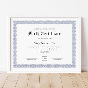 Geburtsurkunde Vorlage Printable Geburtsurkunde Baby Boy Geschenkgutschein Entbindungsheim Geburtsurkunde Download Jet194