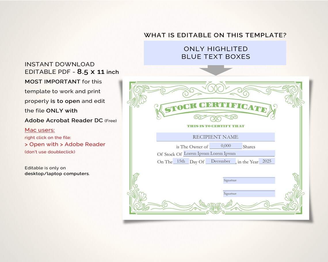 Share Certificate Template Australia