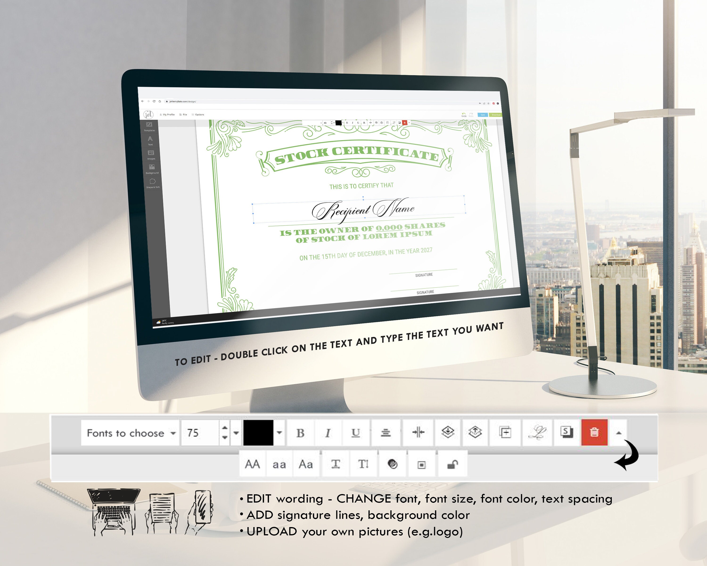 EDITABLE Stock Certificate Template Printable Certificate of - Etsy