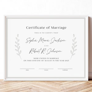 Heiratsurkunde Andenken Bearbeitbare Hochzeitszertifikat Vorlage Hochzeitsgeschenk Minimalistisches Hochzeitsandenken Digitaler Download Jet085