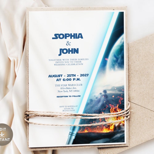 Star Wars Wedding Invitation Theme Printable Download - Etsy