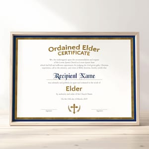 Bearbeitbare Ordinierte Älteste-Zertifikatsvorlage, Dienstpriesterungspreis, druckbare Kirchenurkunde, Dienstwürdigkeitspreis Jet403