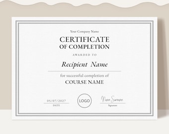 Minimalist Certificate of Completion Template, Training Certificate, Editable  Printable Lashes Certificate Digital Download Jet017