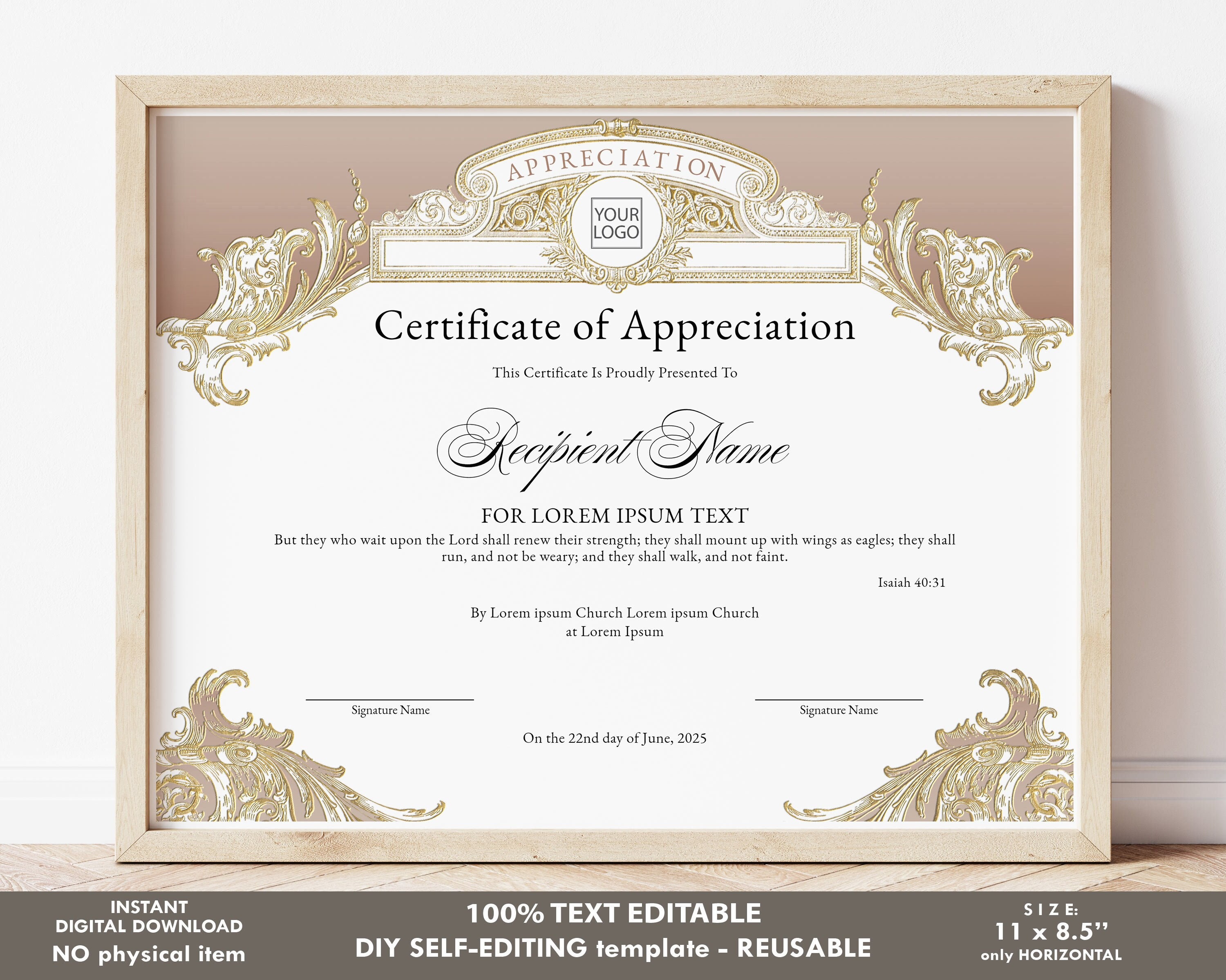 Editable Appreciation Certificate Template Printable Vintage - Etsy ...