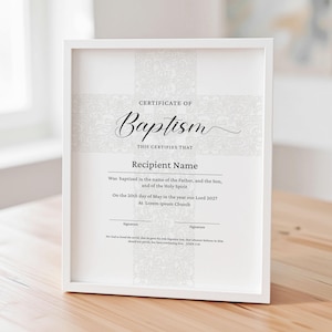 Baptism Certificate Template, Editable Certificate of Baptism Elegant Christening Dedication Baptism Template Instant Download, Jet190